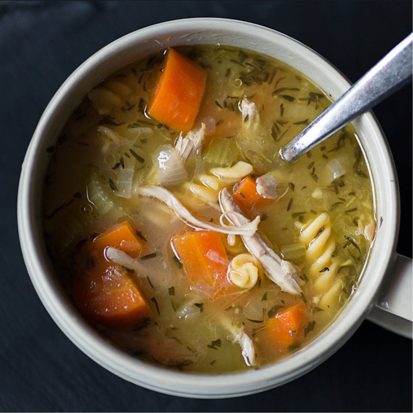 Hearty Chicken Rotini Pasta Soup